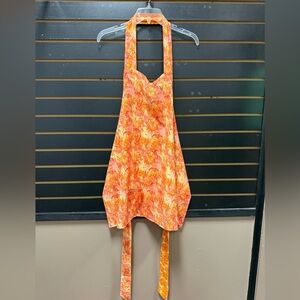 Reversible Floral Apron Orange & Yellow with 4 Pockets